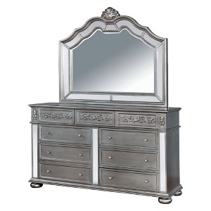 Divito Traditional Felt Lined Top Drawer Dresser And Mirror Set Silver - ioHOMES