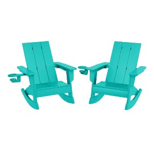 WestinTrends Ashore Outdoor HDPE Plastic Preschool Toddler Modern Adirondack Rocking Chairs (Set of 2) - 1 of 4