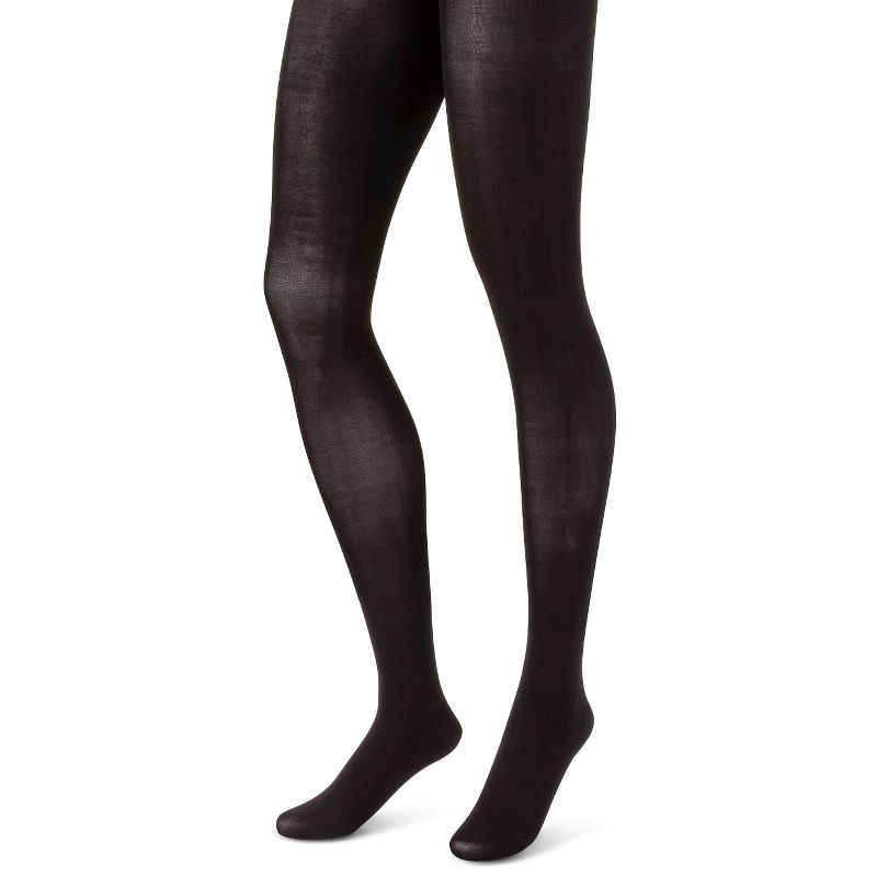 Hanes Premium Women's 2pk Opaque Tights - Black, 1 of 4