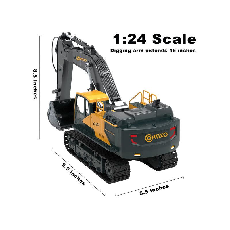 Contixo CV2 RC Excavator -Hobby Grade Construction Vehicle -1:24 Scale with 17 Channels, 5 of 14