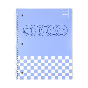 Yoobi SmileyWorld 1 Subject Notebooks 8"x10.5" Wide Ruled Blue Smiley Checker - 1 of 4