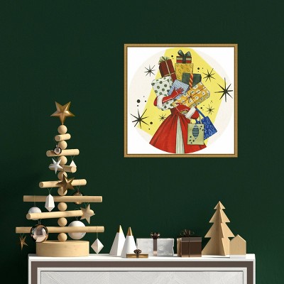 Vintage Christmas Gifts Red and Yellow Canvas Print