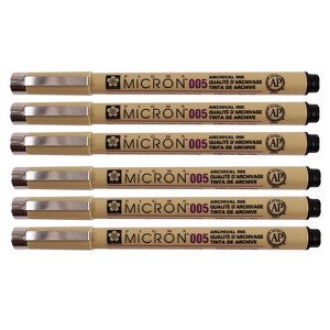 Sakura Pigma Micron Pen Fineliner Black Ink 6/Pack (SAKXSDK00549-6) - 1 of 4