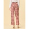 INSPIRE CHIC Women's Plaid Elastic Waist Casual Work Office Long Pants - 4 of 4