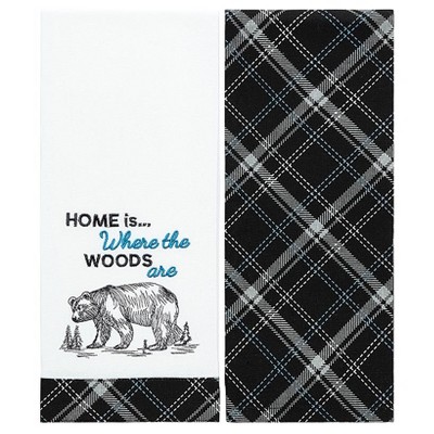 The Lakeside Collection Embroidered Kitchen Towels Lodge Themed Set of 2
