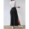 Coolmee Womens Knit Maxi Skirts CasualHigh Waisted Long Skirt with Side High Slit Elegant Work Office Skirts - 3 of 4