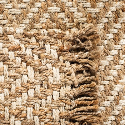Chevron Fringe Hand-Knotted Jute Area Rug - 2'6" x 4', Bleach & Natural