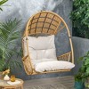 Modern Boho Rattan Hanging Chair with Cushion,Indoor Outdoor Wicker Basket Swing Chair Without Stand for Living Room Patio-Coolbibila - 3 of 4