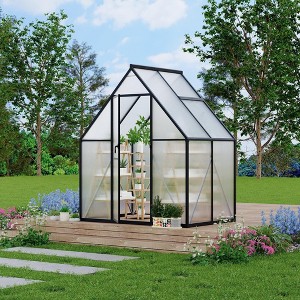 Aluminum-Framed Polycarbonate Greenhouse with Roof Vent - 1 of 4