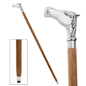 Design Toscano Empress Collection: Playing the ponies, Horse Chrome Solid Hardwood Walking Stick - 1 of 4