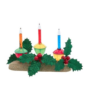 Kurt Adler 8.85-Inch Holly Berry and Greenery with Gold Base Three Bubble Lights - 1 of 4