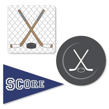 Big Dot of Happiness Shoots and Scores - Hockey - DIY Shaped Baby Shower or Birthday Party Cut-Outs - 24 Count