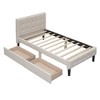 Twin Size Upholstered Platform Bed with 2 Storage Drawers, Twin Wooden Bed Frame for Bedroom - 4 of 4