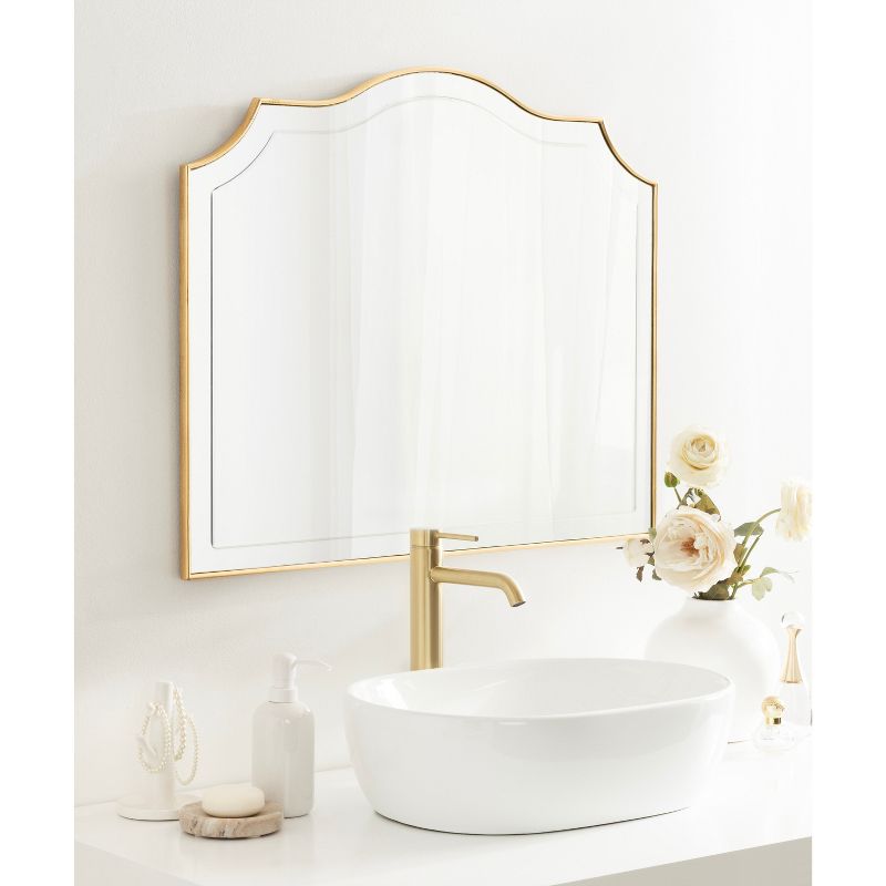 Kate &#38; Laurel All Things Decor 32&#34;x28&#34; Hollyn Arched Wall Mirror Gold, 5 of 8