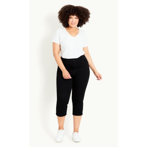 Plus size store black capri jeans