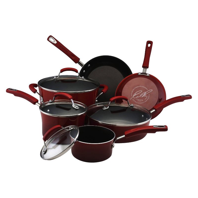 Rachael Ray 10 piece Red Porcelain Cookware Set, 1 of 2