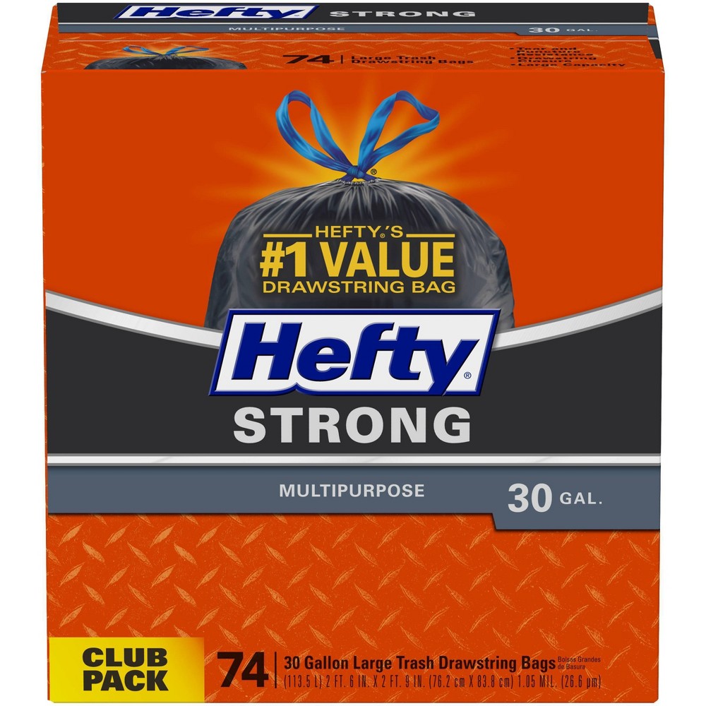 UPC 013700010057 product image for Hefty Strong Multi Purpose Drawstring Trash Bag - 74ct | upcitemdb.com