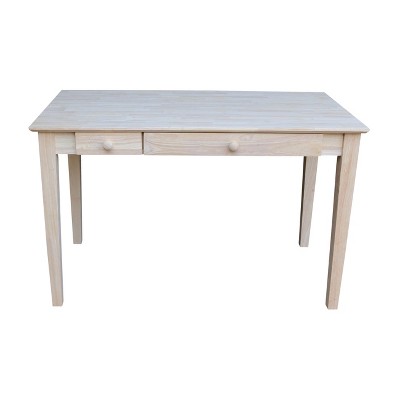 Natural Wood Rectangular Desk with Flip Down Drawer
