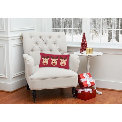 Reindeer Games Applique Christmas Holiday Throw Pillow
