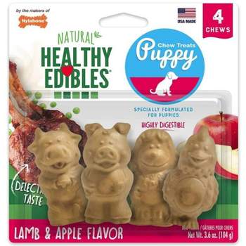 Nylabone Healthy Edibles Natural Puppy Chew Treats Lamb and Apple Flavor - 3.6 oz