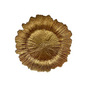 Essential Decor & Beyond 13" Ivory Glass Charger With Beaded Edge in Rosegold Set of 4 - 1 of 4