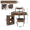 Corner Makeup Vanity Set with Stool & Charging Station, Triangle Vanity Desk with Removable Side Cabinet, Glass Top Organizer - ModernLuxe - 4 of 4