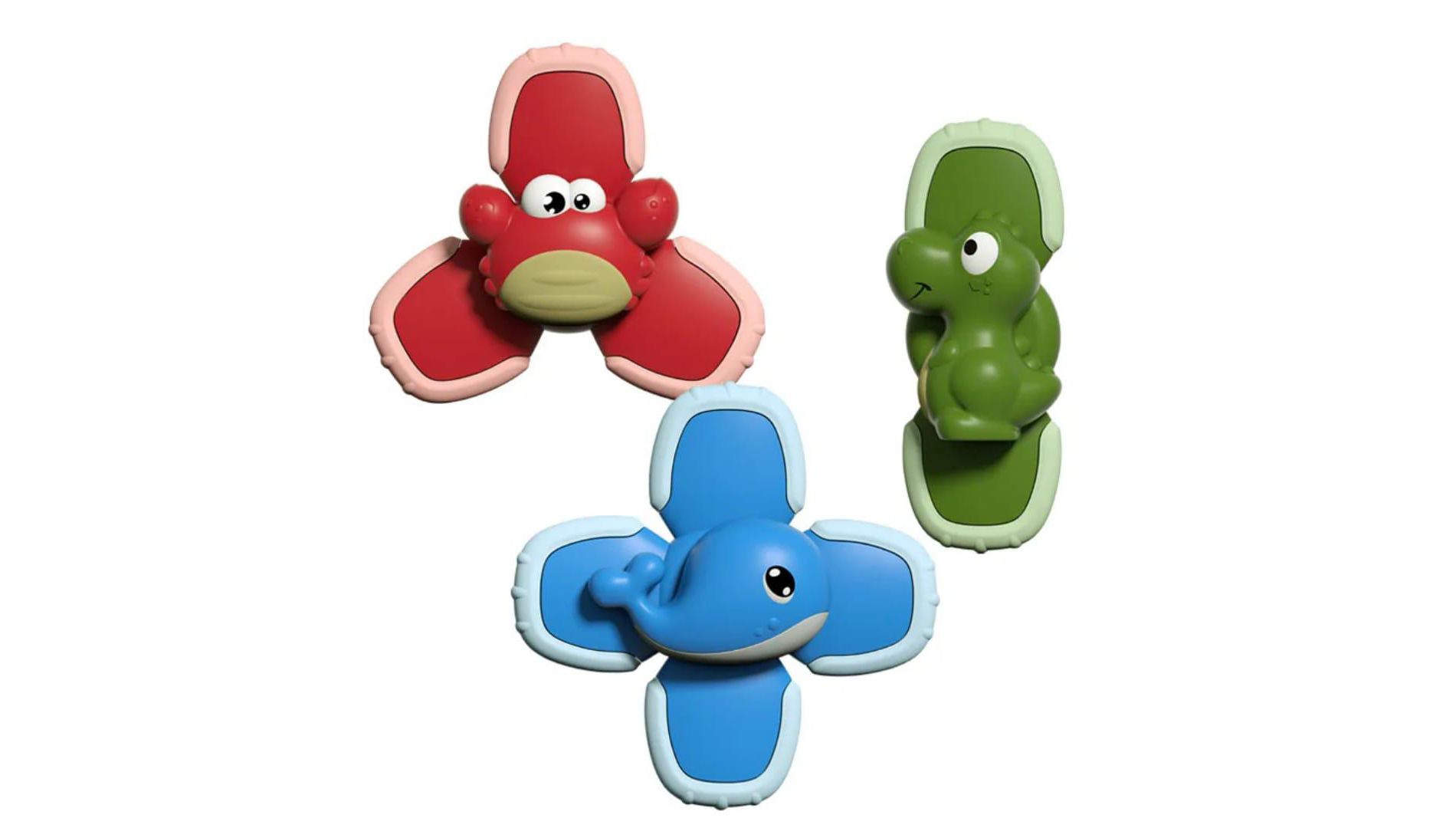 Cartoon Suction Cup Spinner Toys for Toddlers, 3 PC Sensory Fidget Spinners, Bath Toys for Babies & Kids, Interactive, Engaging Baby Fidget Toys