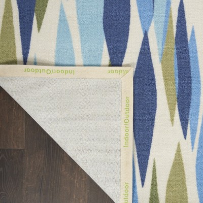 Seaglass Blue & White Traditional 4' x 6' Reversible Rug
