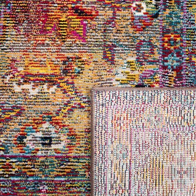 Navy and Light Blue Tufted Synthetic Area Rug, 5' x 8'