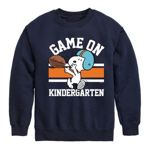 Boys' - Peanuts - Game On Kindergarten Graphic Long Sleeve Fleece Sweatshirt - 1 of 4