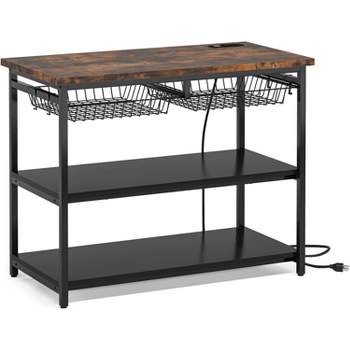 Tribesigns Kitchen Island with Power Outlets, 3-Tier Microwave Oven Stand