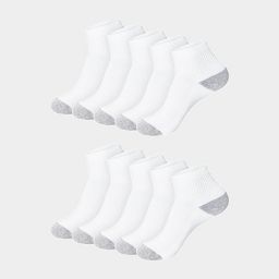 Hanes Women's Cushioned 10pk Ankle Socks - White 5-9: Midweight Knit, Banded Cuff, Stretch Fabric