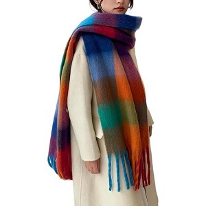 MSDC Winter Women Warm Scarf Long Shawl Large Scarves Cold Weather Thick Blanket Scarfs Colorful Plaid - 1 of 4