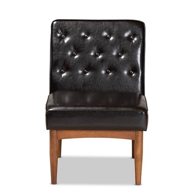 High Back Brown Wood and Cane Arm Chair
