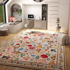 LOVEVOOK Vintage Floral Area Rug For Living Room, Washable Floral Printed Rug Soft Indoor Rug For Bedroom Dining Room Office Non Slip Carpet - 1 of 4