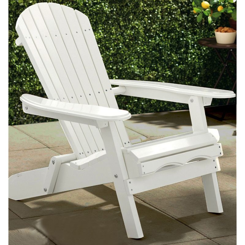 Northbeam Outdoor Portable Foldable Wooden Adirondack Deck Lounge Chair, White, 2 Pack & Merry Products Acacia Hardwood Flat Folding Side Table, White, 5 of 7