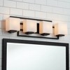 Possini Euro Design Modern Wall Light Black Hardwire 29" 4-Light Fixture White Rectangular Glass Shade for Bathroom Vanity Home - image 2 of 4