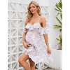 Clearlove Maternity Nursing Dress Womens Strap Ruffle Sleeve Daisy Printed A-Line Tiered Flowy Swing Dress - 4 of 4