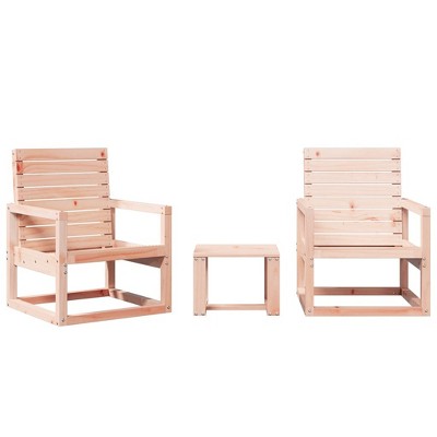 vidaXL Patio Furniture Set - Solid Douglas Wood Garden Lounge - 3 Piece Comfortable Seating slatted Outdoor Chair and Table Set - Brown Natural
