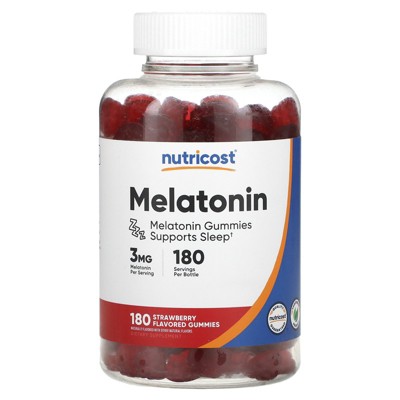 Nutricost Melatonin Gummies, Strawberry, 3 mg, 180 Gummies