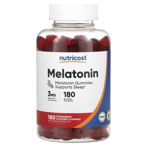 Nutricost Melatonin Gummies, Strawberry, 3 mg, 180 Gummies - 1 of 2