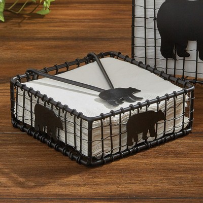 Black Bear Metal Wire Beverage Napkin Holder