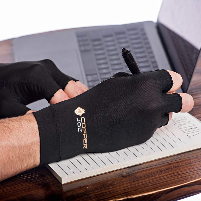 Copper Joe Arthritis Half Finger Gloves - for Gaming, Wrist Support Brace, Carpal Tunnel, Rheumatoid and Tendonitis for Men & Women 1 Pair, 5 of 7