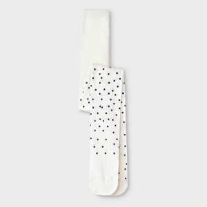 Girls' Fashion Cotton 'Black Dot' Sweater Tights - Cat & Jack™ Off-White - 1 of 3