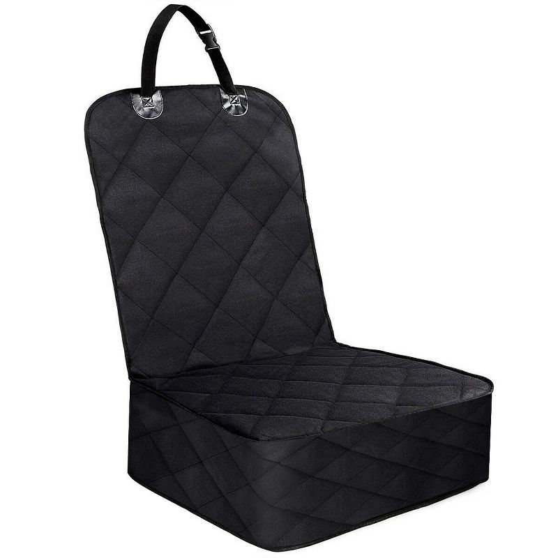 Costway Waterproof Pet Front Seat Cover For Cars Nonslip Rubber Backing w/ Anchor Black, 2 of 11