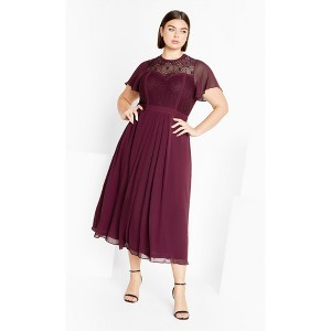 Women's Plus Size Lace Niki Dress - plum | CITY CHIC - 1 of 4
