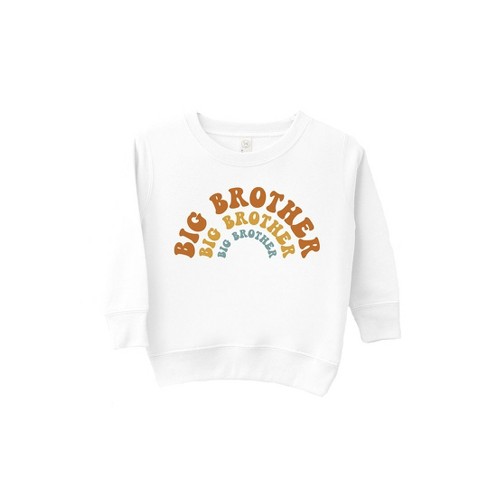 The Juniper Shop Big Brother Stacked Curved Toddler Graphic Sweatshirt 3T White