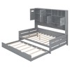 TIRAMISUBEST Twin/Full Size Daybed With Twin Size Trundle and All-in-One Cabinet, Wooden Daybed Frame Sofa Bed with Open Storage Shelf - 4 of 4