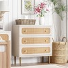 JIONJOY White Weave 3-Drawer Dresser - Fully Assembled Rattan & Wood Storage Cabinet with Antique Brass Hardware - 2 of 4
