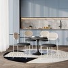 LeisureMod 5-PC Dining Set - 36" Round Dining Table Sintered Stone Top & Black Pedestal, 4 Velvet Dining Chairs in White Steel Legs - 2 of 4